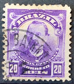 Selo Regular Cod RHM 137 a Alegoria Republicana Jornalista Benjamin Constant Militar 1915 Circulado 15