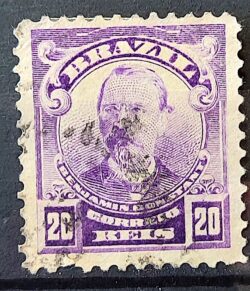 Selo Regular Cod RHM 137 a Alegoria Republicana Jornalista Benjamin Constant Militar 1915 Circulado 20