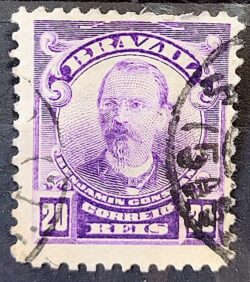 Selo Regular Cod RHM 137 a Alegoria Republicana Jornalista Benjamin Constant Militar 1915 Circulado 5