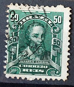 Selo Regular Cod RHM 138 Alegoria Republicana Pedro Alvares Cabral Portugal 1906 Circulado 1