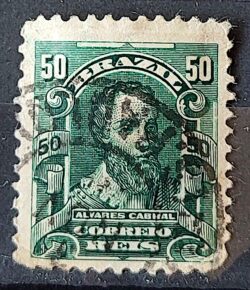 Selo Regular Cod RHM 138 Alegoria Republicana Pedro Alvares Cabral Portugal 1906 Circulado 12