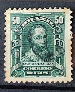 Selo Regular Cod RHM 138 Alegoria Republicana Pedro Alvares Cabral Portugal 1906 Circulado 13