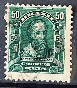 Selo Regular Cod RHM 138 Alegoria Republicana Pedro Alvares Cabral Portugal 1906 Circulado 2