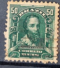 Selo Regular Cod RHM 138 Alegoria Republicana Pedro Alvares Cabral Portugal 1906 Circulado 7