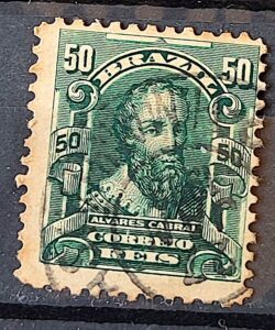 Selo Regular Cod RHM 138 Alegoria Republicana Pedro Alvares Cabral Portugal 1906 Circulado 8