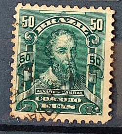 Selo Regular Cod RHM 138 Alegoria Republicana Pedro Alvares Cabral Portugal 1906 Circulado 9