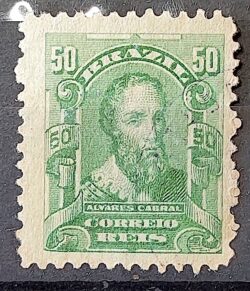 Selo Regular Cod RHM 138 a Alegoria Republicana Pedro Alvares Cabral Portugal 1915 Circulado 10