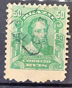 Selo Regular Cod RHM 138 a Alegoria Republicana Pedro Alvares Cabral Portugal 1915 Circulado 11