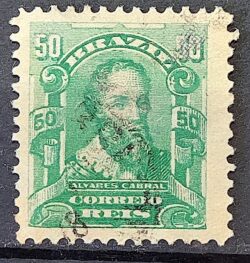 Selo Regular Cod RHM 138 a Alegoria Republicana Pedro Alvares Cabral Portugal 1915 Circulado 13