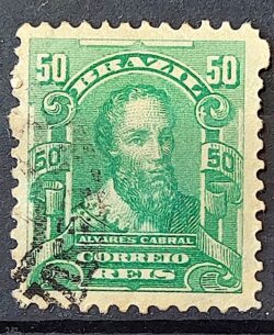 Selo Regular Cod RHM 138 a Alegoria Republicana Pedro Alvares Cabral Portugal 1915 Circulado 16