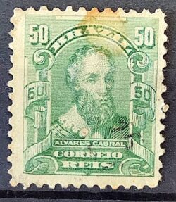 Selo Regular Cod RHM 138 a Alegoria Republicana Pedro Alvares Cabral Portugal 1915 Circulado 18