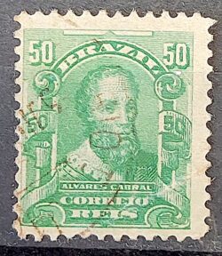 Selo Regular Cod RHM 138 a Alegoria Republicana Pedro Alvares Cabral Portugal 1915 Circulado 2