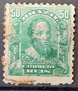 Selo Regular Cod RHM 138 a Alegoria Republicana Pedro Alvares Cabral Portugal 1915 Circulado 4