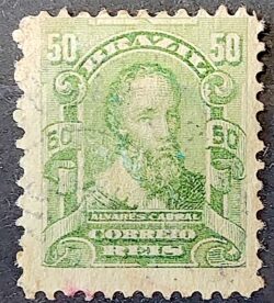 Selo Regular Cod RHM 138 a Alegoria Republicana Pedro Alvares Cabral Portugal 1915 Circulado 5