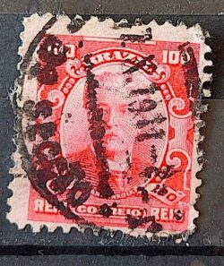 Selo Regular Cod RHM 139 Alegoria Republicana Eduardo Wandenkolk Militar Marinha 1906 Circulado 10