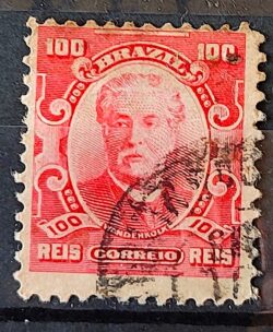 Selo Regular Cod RHM 139 Alegoria Republicana Eduardo Wandenkolk Militar Marinha 1906 Circulado 2