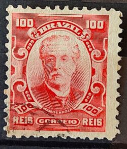 Selo Regular Cod RHM 139 Alegoria Republicana Eduardo Wandenkolk Militar Marinha 1906 Circulado 3