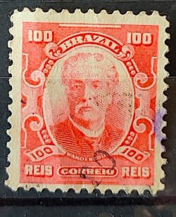 Selo Regular Cod RHM 139 Alegoria Republicana Eduardo Wandenkolk Militar Marinha 1906 Circulado 7