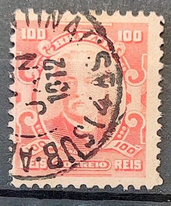 Selo Regular Cod RHM 139 a Alegoria Republicana Eduardo Wandenkolk Militar Marinha 1906 Circulado 15