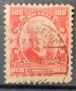 Selo Regular Cod RHM 139 a Alegoria Republicana Eduardo Wandenkolk Militar Marinha 1906 Circulado 16