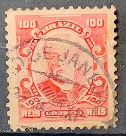 Selo Regular Cod RHM 139 a Alegoria Republicana Eduardo Wandenkolk Militar Marinha 1906 Circulado 17