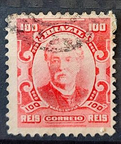 Selo Regular Cod RHM 139 a Alegoria Republicana Eduardo Wandenkolk Militar Marinha 1906 Circulado 3