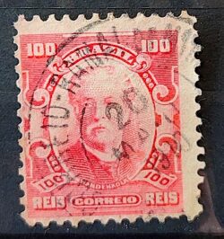 Selo Regular Cod RHM 139 a Alegoria Republicana Eduardo Wandenkolk Militar Marinha 1906 Circulado 5