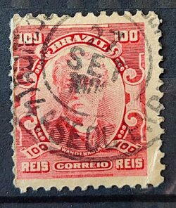 Selo Regular Cod RHM 139 a Alegoria Republicana Eduardo Wandenkolk Militar Marinha 1906 Circulado 6