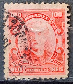 Selo Regular Cod RHM 139 a Alegoria Republicana Eduardo Wandenkolk Militar Marinha 1906 Circulado 8