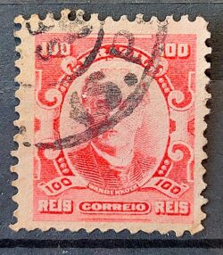 Selo Regular Cod RHM 139 a Alegoria Republicana Eduardo Wandenkolk Militar Marinha 1906 Circulado 9