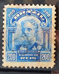 Selo Regular Cod RHM 140 Alegoria Republicana Presidente Marechal Deodoro da Fonseca Militar 1906 Circulado 2