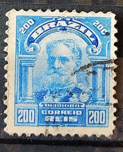Selo Regular Cod RHM 140 Alegoria Republicana Presidente Marechal Deodoro da Fonseca Militar 1906 Circulado 3