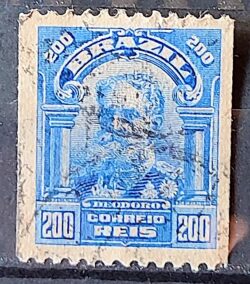 Selo Regular Cod RHM 140 G Alegoria Republicana Presidente Marechal Deodoro da Fonseca Militar 1906 Circulado 2 Caderneta