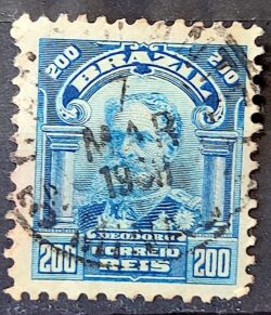 Selo Regular Cod RHM 140 a Alegoria Republicana Presidente Marechal Deodoro da Fonseca Militar 1915 Circulado 15
