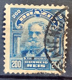 Selo Regular Cod RHM 140 a Alegoria Republicana Presidente Marechal Deodoro da Fonseca Militar 1915 Circulado 4