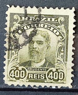 Selo Regular Cod RHM 142 Alegoria Republicana Presidente Prudente de Moraes 1906 Circulado 1