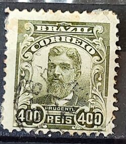 Selo Regular Cod RHM 142 Alegoria Republicana Presidente Prudente de Moraes 1906 Circulado 4