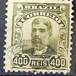 Selo Regular Cod RHM 142 Alegoria Republicana Presidente Prudente de Moraes 1906 Circulado 5