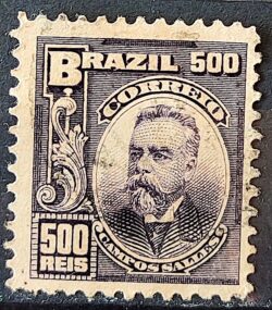 Selo Regular Cod RHM 143 Alegoria Republicana Presidente Campos Sales 1906 Circulado 1