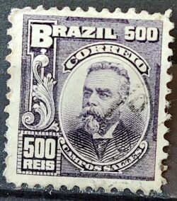 Selo Regular Cod RHM 143 Alegoria Republicana Presidente Campos Sales 1906 Circulado 14