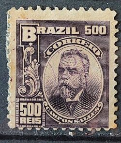 Selo Regular Cod RHM 143 Alegoria Republicana Presidente Campos Sales 1906 Circulado 16