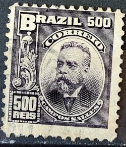 Selo Regular Cod RHM 143 Alegoria Republicana Presidente Campos Sales 1906 Circulado 2