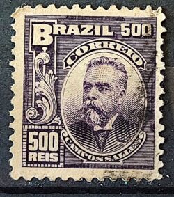 Selo Regular Cod RHM 143 Alegoria Republicana Presidente Campos Sales 1906 Circulado 8