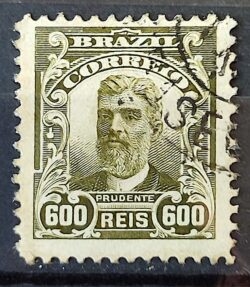Selo Regular Cod RHM 144 Alegoria Republicana Presidente Prudente de Moraes 1910 Circulado 10