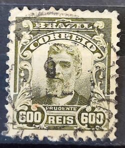 Selo Regular Cod RHM 144 Alegoria Republicana Presidente Prudente de Moraes 1910 Circulado 3