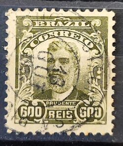 Selo Regular Cod RHM 144 Alegoria Republicana Presidente Prudente de Moraes 1910 Circulado 4