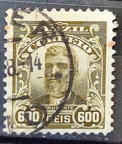 Selo Regular Cod RHM 144 Alegoria Republicana Presidente Prudente de Moraes 1910 Circulado 5