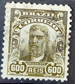 Selo Regular Cod RHM 144 Alegoria Republicana Presidente Prudente de Moraes 1910 Circulado 6