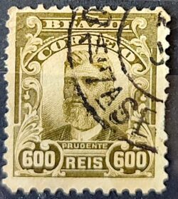 Selo Regular Cod RHM 144 Alegoria Republicana Presidente Prudente de Moraes 1910 Circulado 7