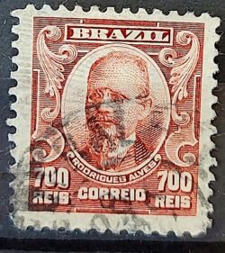 Selo Regular Cod RHM 145 Alegoria Republicana Presidente Rodrigues Alves 1906 Circulado 7
